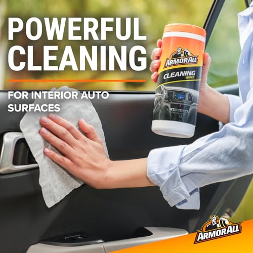 Armor All Car Cleaning Wipes, 90 Count Canister, Car Wipes | Lint-free car dashboard cleaner for dashboards, vinyl, clear plastics, carpet and fabric; not for glass or leather - size: 90 Count (Pack of 1)