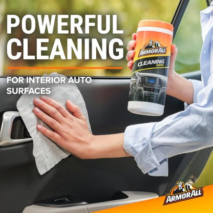 Armor All Car Cleaning Wipes, 90 Count Canister, Car Wipes | Lint-free car dashboard cleaner for dashboards, vinyl, clear plastics, carpet and fabric; not for glass or leather - size: 90 Count (Pack of 1)