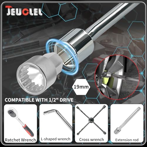 20PCS Wheel Lock Nut Key Kit Compatible with Porsche VW Touareg | Wheel Lock Nut Socket Adapter Set, Anti-Theft Lug Removal Tool, Anti-Theft Screw Remover, Repair Tool, Tyre Fitting, garage - color: 20PCS