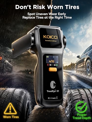 New KOICCI S1 Digital Tire Tread Depth Gauge, Smart Laser Tire Tread Detector with 32nds High Accuracy, 2-in-1 Standalone & App Modes, Report Generation for Car Truck SUV - iOS & Android Compatible