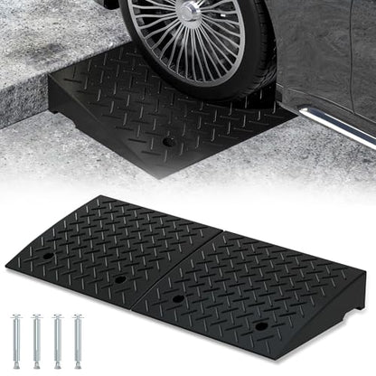 RELIANCER 2 PCS Rubber Curb Ramps,4.2" Rise Height,5T Capacity Threshold Ramps for Loading Dock,Driveway Curb Ramp,Curbside Vehicle Ramp for Cars SUV Trucks Motorcycles Forklift Wheelchairs Lawn Mower - size: 4.2" Rise Height