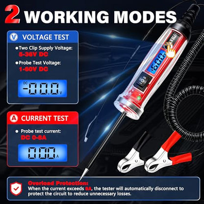 AWBLIN Power Circuit Probe Tester, LCD Digital Automotive Test Light | Voltage Display & Illumination, DC Voltage Tester, Electrical System Tool, Relay Fuse Continuity Current Test
