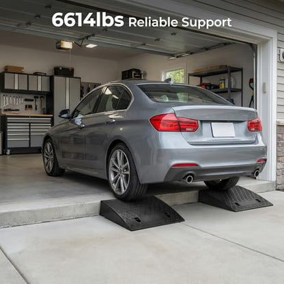 5" Rise Threshold Ramps for Doorways, Curb Ramps for Driveway 2 Pack, 6614lbs Capacity Portable Rubber Wheelchair Ramp, Driveway Ramp for Car, Cart, Hand Truck, Motorcycle, Bikes, Dollies