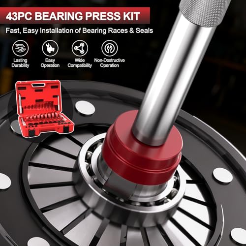 Marvelity 43 Piece Bearing Press Kit | Bearing Race & Seal Driver Set, Professional Seal Driver Installer Tool, Heavy-Duty, For Automotive & Machinery Repair