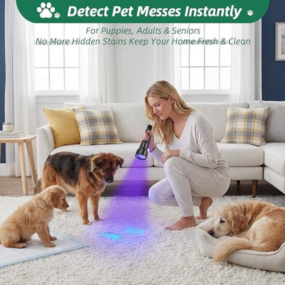 ESCO LITE Black Light for Pet Urine Detection UV Flashlight 395nm Pet Urine Detector Light for Cat Pee and Dog Stains Carpets Floors - size: 51 LED