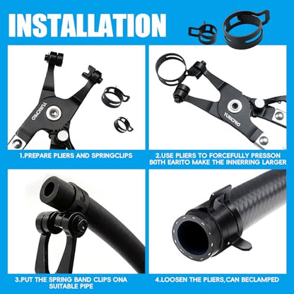 130Pcs 6-25mm Spring Band Hose Clamps With Hose Clamp Plier Assortment Kit，Constant Tension Radiator Hose Clamps，for Fuel Lines, Silicone, Vacuum Hoses，Water Pipe