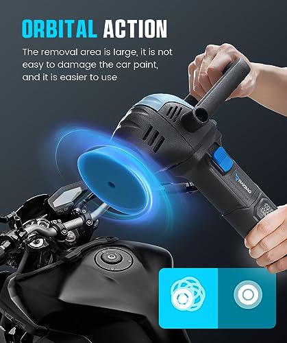 Mini Polisher, 2inch/ 3inch 750W with 12mm Random Orbital for Car Detailing | Mini Da Polisher with 16pcs Trapezoidal Polisher Pads, 6 Variable Speed 2000-5500OPM, 16.4 ft Cord Heavy Duty Polisher