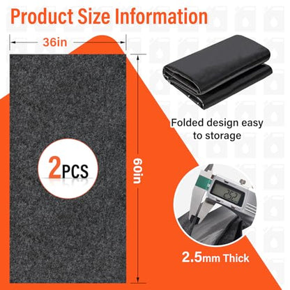 2 Pack 36 x 60 In Premium Oil Spill Mat,Garage Floor Mat for Under Car | Highly Absorbent Maintenance Mat Protect Your Floor from Oil Drips,Spills,Splashes and Stains - size: GFM-60x36IN-2PC