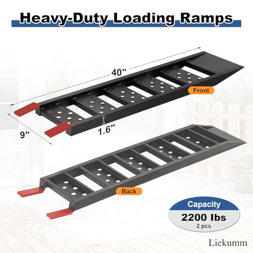 LIEKUMM 40" Heavy Duty Truck Ramps, 2200 lbs Loading Ramps for Pickup Trucks, Metal Truck Bed Ramps for ATV, Lawn Mower, Trailer Use - size: 40"L(Black/2PCS)