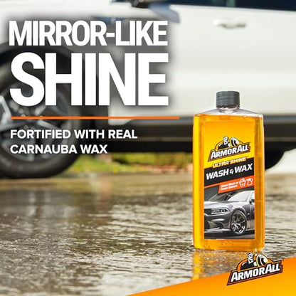 Armor All Car Cleaning Kit, Glass Wipes, Protectant, Wash & Wax, Tire Foam | 4-piece car wash detailing kit with ammonia-free glass wipes and UV protectant spray for interior surfaces - style: Complete Car Care Kit 5pc