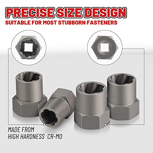 15-Pcs Bolt Extractor Set 3/8'' Drive Easy Out Bolt Extractor Set | Stripped Bolt Remover Nut Extractor Set for Damaged, Frozen, Rusted Sockets, Rounded-Off Bolts, Nuts & Screws - size: 15Pcs