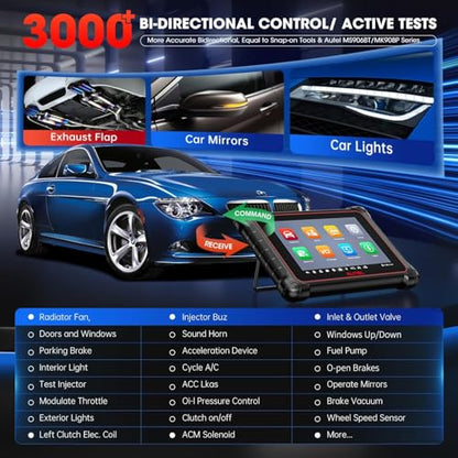 Autel Scanner MaxiCOM MK900BT 2026, MK900-BT V2.0 Bidirectional Diagnostic Scan Tool, 33ft BT Ver of MK900 MX900 8in Up of MK808S MK808BT PRO MX808S MK808Z, 40+ Reset, 3K+ Active Test, CANFD DoIP, FCA