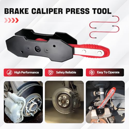 BARTOO Upgraded Brake Caliper Press Tool, Brake Caliper Piston Spreader, Car Ratcheting Brake Caliper Piston Spreader Press Tool with 2 PCS Steel Plates