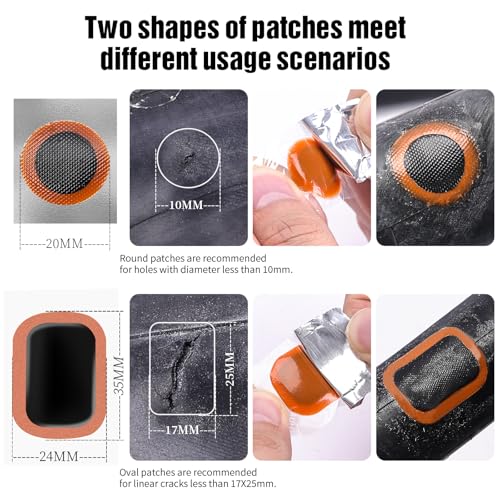 35 PCS Bike Tire Repair Kit, Bicycle Inner Tube Patch Kit with 28 PCS Vulcanizing Patches,Rubber Solution, Metal Rasp, Bike Tire Levers, Bike Patch Kit with Portable Box for MTB BMX Road Bike
