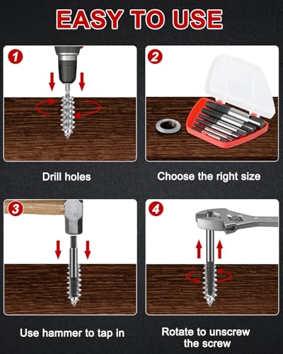 Screw Extractor, [Upgraded Version][6 Pieces] Diyife Screw Extractor Set, [Gifts for Men] Screw Stripped Screw Remover, Easy Out Damaged Screw Bolt Extractor Kit for Broken, Stuck Screws