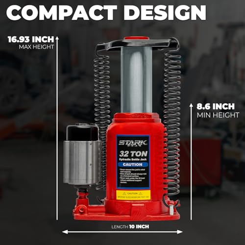 Stark USA 32-Ton Hydraulic Bottle Jack Air-Operated Bottle Jack Lift (64,000lbs) Capacity Portable Low Profile Manual Hydraulic Jack with Handle - size: 32 Ton Pneum Low Profile
