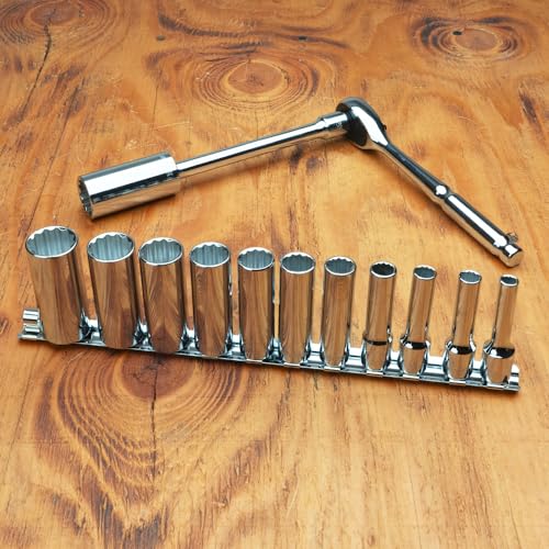 S06301 3/8" Drive Standard SAE Socket Set, 12 Piece, 12 Point Deep - size: 3/8 Inch Drive, style: DEEP