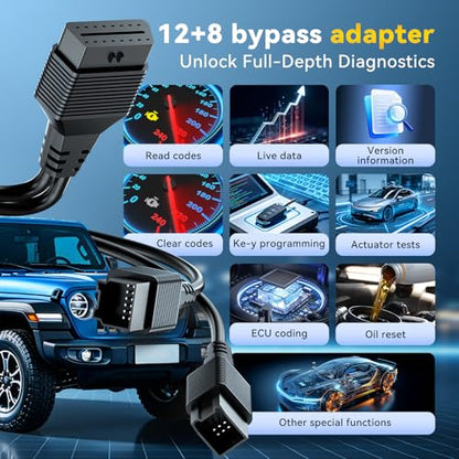 THINKCAR Scanner THINKSCAN 662 OBD2 Scanner Diagnostic Tool + THINKCAR 12+8 Pin Connector to OBD2 Adapter for Chrysler