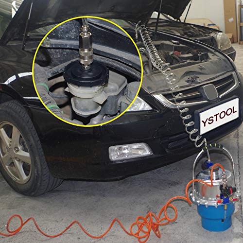 YSTOOL Brake Bleeder Kit Pneumatic Pressure Brake Clutch Fluid Bleeding Tool Set with Master Cylinder Adatpers Air Power Pressurized Oil Change Bleeder Machine and Waste Oil Collection Bottle (Black) - color: Black