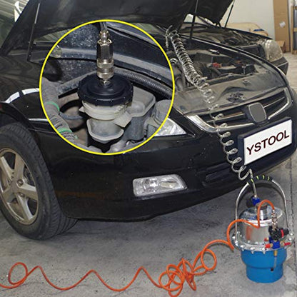 YSTOOL Brake Bleeder Kit Pneumatic Pressure Brake Clutch Fluid Bleeding Tool Set with Master Cylinder Adatpers Air Power Pressurized Oil Change Bleeder Machine and Waste Oil Collection Bottle (Black) - color: Black