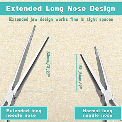 SPEEDWOX Extra Long Needle Nose Pliers with Anti-Loss Lanyard Needle Remover Pliers with Serrated Jaw for Jewelry Making, Bending Wire and Small Object Gripping for Hard to Reach Narrow Spaces - style: Extra Long Nose