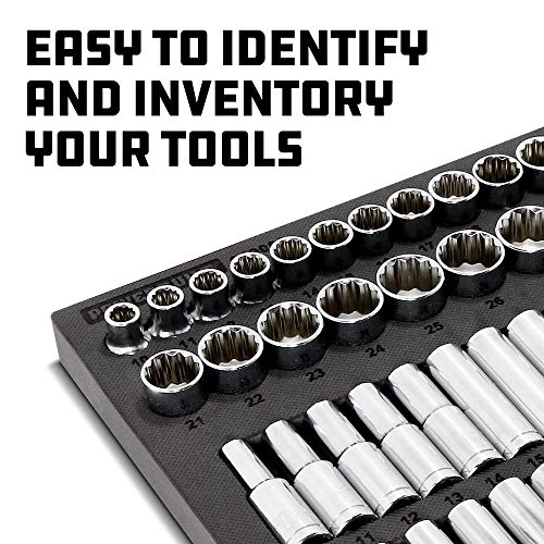 Powerbuilt Master Socket 69 Piece Set, 1/2 Drive, SAE and Metric, 6 and 12 Point, Deep Sockets, Extension Bars, Ratchet - 949006 - size: 1/2-Inch, style: 69 Piece Socket and Ratchet