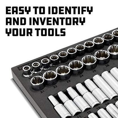 Powerbuilt Master Socket 69 Piece Set, 1/2 Drive, SAE and Metric, 6 and 12 Point, Deep Sockets, Extension Bars, Ratchet - 949006 - size: 1/2-Inch, style: 69 Piece Socket and Ratchet