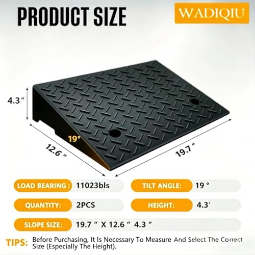 Rubber Curb Ramp,2 Pack,4.3" H,Suitable for Cars, wheelchairs | 11023lbs,with fixing bolts, Smooth transition fits vehicles & wheelchairs, lawn mowers,for driveways and sidewalks,shed. - size: 4.3" H