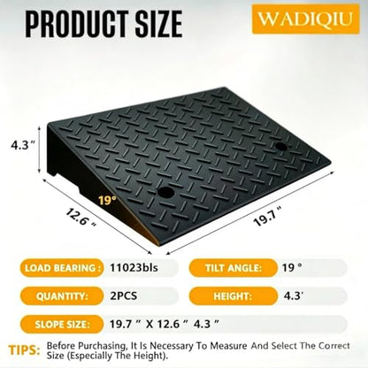 Rubber Curb Ramp,2 Pack,4.3" H,Suitable for Cars, wheelchairs | 11023lbs,with fixing bolts, Smooth transition fits vehicles & wheelchairs, lawn mowers,for driveways and sidewalks,shed. - size: 4.3" H