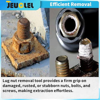 6PCS Twist Lug Nut Socket Set, 1/2" Drive Bolt Nut Extractor Tool | Metric, 17mm, 19mm, 21mm, 23mm, 27mm Socket, Damaged Nut Lock Remover, Rusted, Stripped, Screws, Stuck Locking Nut Removal - color: 6pcs Lug Nut Extractor 1/2 Inch Drive
