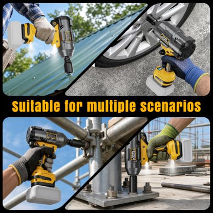 1600Ft-lbs 3/4" Cordless Brushless High Torque Impact Wrench | Compatible with DEWALT 20V Battery, Heavy Duty, 3-Speed & 2 LED Lights & RSS, For Car & Truck & RV & Rusted Bolts, Bare Tool