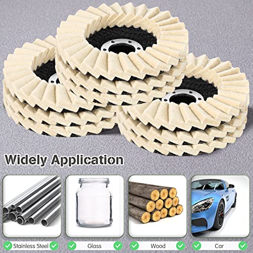 Tarpop 12 Pcs Angle Grinder Buffing Wheel Stainless Steel Polishing Kit Include 9 Pcs Felt Flap Disc 4-1/2 x 7/8 Inch Arbor Buffing Wheel and 3 Polishing Compound for Angle Grinder