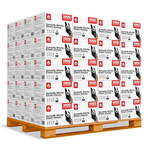 London Labs Synsafe 4 Mil -Black Nitrile Exam Gloves –Disposable Latex Free & Powder Free – Extra Strong, Rubber Gloves – First Aid Kit, Medical, EMT, Cleaning, Cooking - 105 Cases of 1000 Count - size: X-Large, style: 1 Pallet (105 Cases)