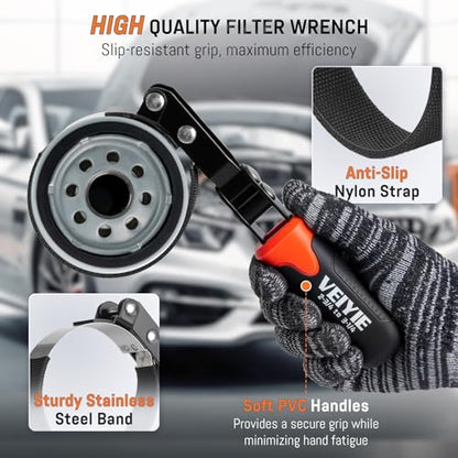 Small Oil Filter Wrench, Oil Filter Removal Tool Fits Filters 2-3/4" to 3-1/4", with Nylon Anti-Slip Strap & 180° Swivel Head, Steel Band Filter Wrench for Compact Car Motorcycle Oil Change - style: Small Oil Filter Wrench