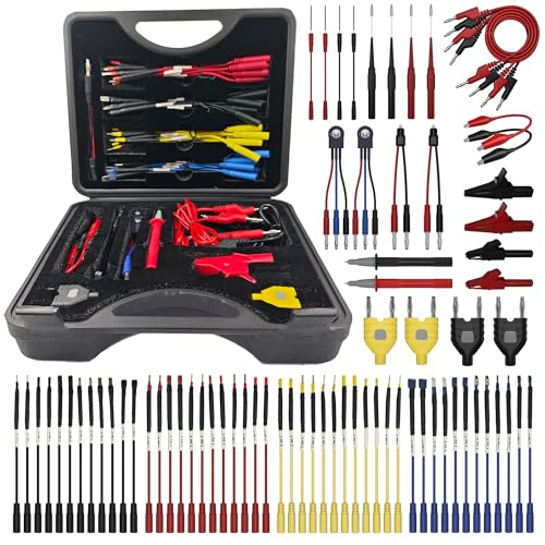 76 Pcs Automotive Circuit Test Lead Kit, Multimeter Test Leads Kit, Electrical Back Probe Kit, Alligator Clip, Acicular Probe, Banana Plug Adapters, Volt Meter Lead (with Carrying Case) - size: 76 PCS