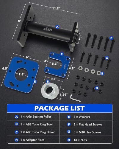 OMT Rear Axle Bearing Puller and Installer, Wheel Bearing Removal Tool | Compatible with 1995-1998 T100 1995-2004 Tacoma 1995-2020 4Runner 2000-2006 Tundra and 2004-2012 Hilux Pick-up - color: Black