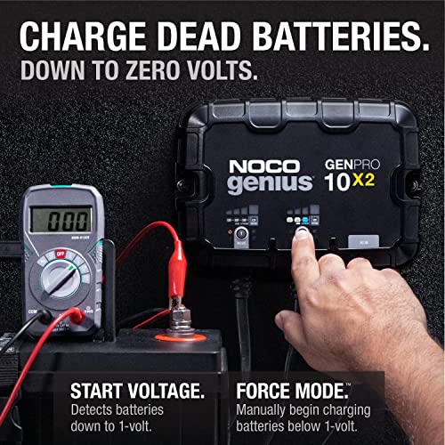 NOCO Genius GENPRO10X2: 2-Bank, 20A Onboard Battery Charger-10A Per Bank, 12V Waterproof Marine Charger,Temperature Compensation for Lead-Acid & Lithium Batteries(Pack of 2) - size: 20A (10A per Bank) (Pack of 2)