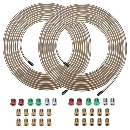 25ft 3/16 Copper-Nickel Brake Line Kit 16x2 Fittings, 2 Kits | 0.028" wall thickness, Inverted Flare with SAE thread, flexible and anti-rust for vehicle replacement - size: 3/16, 2 Kits
