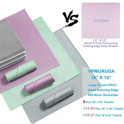 Streak Free Lint Free Microfiber Window Cleaning Cloth,Best Glass Car Shiny Wipes Mirror Shower Cleaning Cloth, Miracle Cloths for Glasses,Stainless Steel,Wine Glass Polishing Towels,Pack of 6,Grey - color: Gray