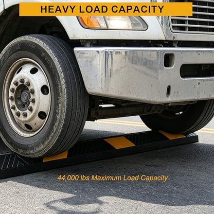 OrangeStar 72" Rubber Parking Curb 4 Pack, Heavy Duty Garage Floor Wheel Stopper with Yellow Reflective Stripes for Car, Truck, Trailer, Driveway, Parking Lot - size: 72in (4-Pack)