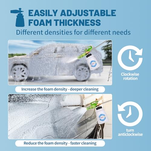 DUSICHIN DUS-007 Snow Foam Lance Foam Cannon Adjustable Jet Wash, Quick Release 1/4" Fitting 5 Pressure Washer Nozzles for Car Detailing Pressure Washer Black
