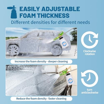 DUSICHIN DUS-007 Snow Foam Lance Foam Cannon Adjustable Jet Wash, Quick Release 1/4" Fitting 5 Pressure Washer Nozzles for Car Detailing Pressure Washer Black