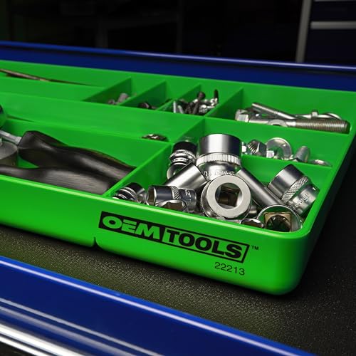 OEMTOOLS Tool Box Organizer Tray for Small Parts, Stackable Design | Low-Profile Fits in Shallow Tool Box Drawers, High Impact ABS, Rolled Bottom Edges Allow Easy Removal of Small Parts