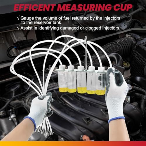 DASBET 6 Cylinder Diesel Injector Flow Meter Diagnostic Set | Cylinder Common Rail Adaptor Test Tool Leak Off Tester Kit Measure Return Fuel Flow on Common Rail Injectors