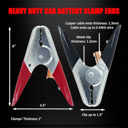 Ampper Replacement Jumper Cable Clamps, 1100A Heavy Duty Car Battery Clamp Ends for Jumper Cables, Jump Starter, Charging and Testing (2 Pairs) - color: 1100A, size: 2 Pairs