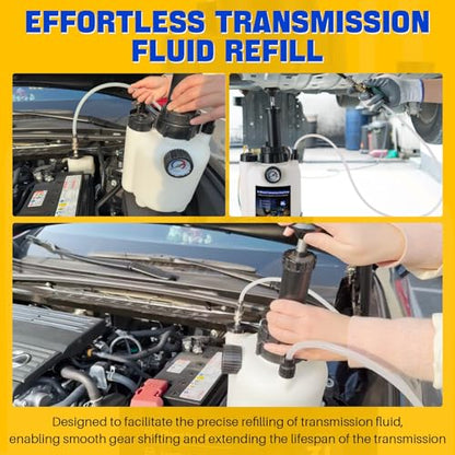 DASBET 3L Transmission Fluid Pump Kit with 12pcs ATF Adapters | Transmission Filler Pump Manual Transmission Fluid Transfer Pump w/ Pressure Gauge Automotive Transmission Dispenser Pump