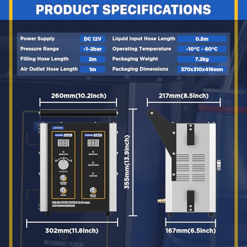 AUTOOL Coolant Pressure Tester Kit, Coolant Vacuum Refill Kit Radiator Cooling System Pressure Tester Kit, Vacuum Fill Coolant Tool, Vacuum Leak Tester