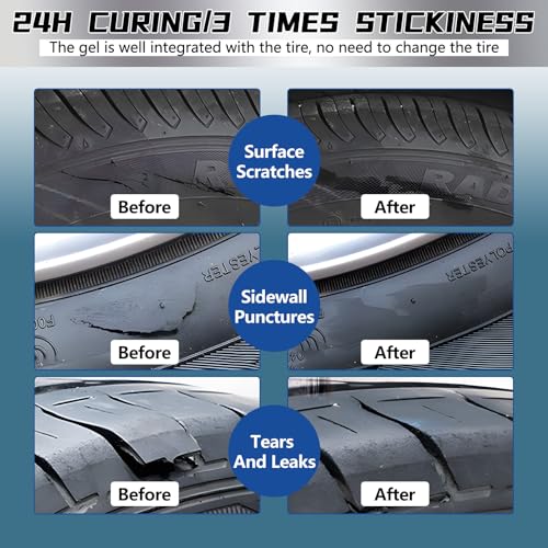 Tire Repair Glue, Rubber Cement for Sidewall Fixes, Suitable for Car, Motorcycle, Bike, Jeep, Off-Road, Truck, Tractor, 20ML, Black