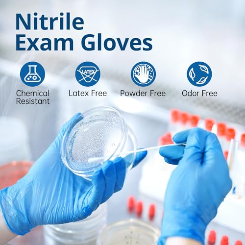 SwiftGrip Disposable Nitrile Exam Gloves, Blue, Latex Free, Medical Gloves for Cleaning, Food-Safe, Powder Free, Non-Sterile - size: Medium