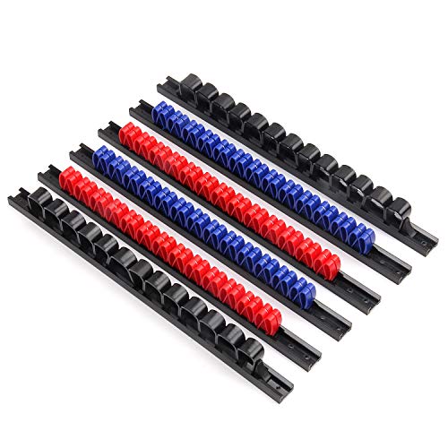 CASOMAN 6 Piece Screwdriver Organizer and Wrench Organizer, Hand Tool Holder, Plastic Rail Wrench Hanger with Clips - size: 6pcs